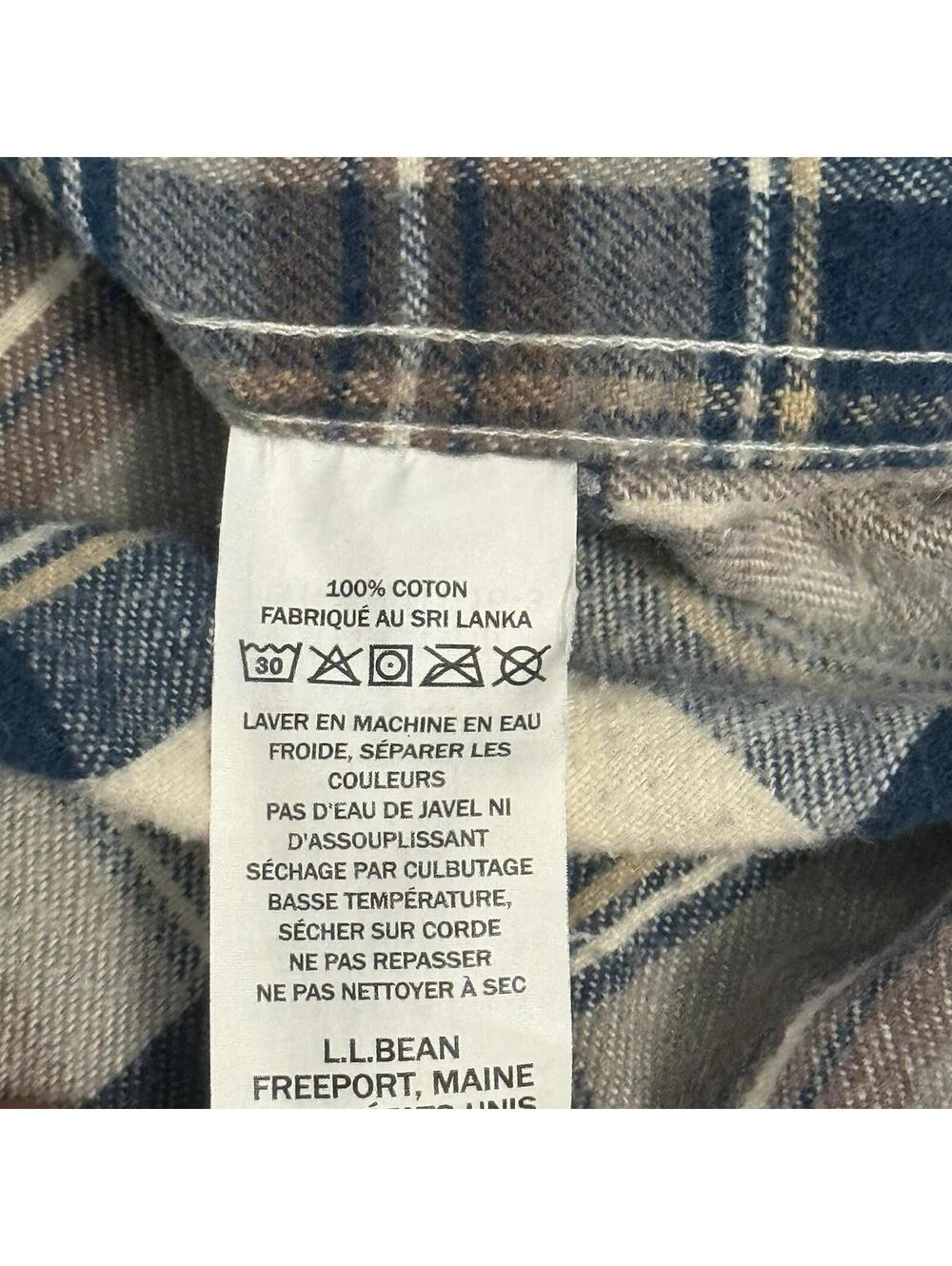 LL‎ Bean Slim Fit Flannel Shirt Men’s M Blue Brown Tartan Plaid Button Up Casual - Picture 6 of 11